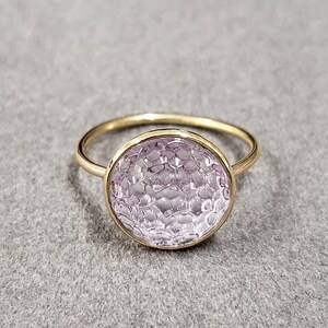 Handmade 14k Gold Pink Amethyst Ring: Round Statement Jewelry