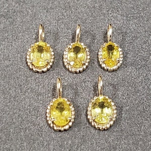 Yellow Sapphire 14k Gold Charms, Natural Sapphire, Gold Jewelry Charms, Gift for Her, Oval Sapphire, Dainty Charms, Grain Setting