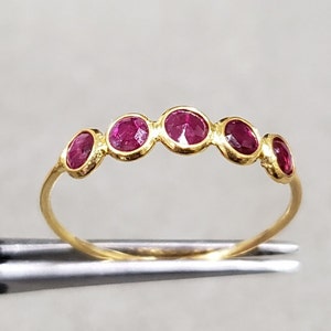 Natural Round Ruby 18K Gold Ring For Women, Stacking Ring, Amazing Color, Thin Gold Ring, Precious Stone, Ruby Gemstone, Birthstone Ring