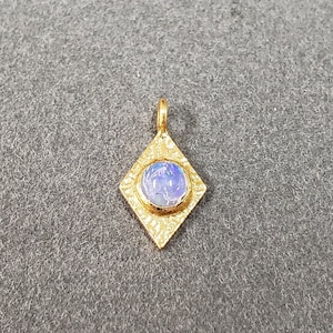 Gold Vermeil Minimalist Charm, Round Opal, Rhombus Shape Natural Opal Charm Pendant, Opal Jewelry, Multi Fire Opal, Price per piece