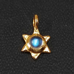 Gold Vermeil Rainbow Moonstone Charms, Necklace Pendant, Star Charms, DIY Accessories, Pendant Birthstone Charms, Jewish Star, Moonstone