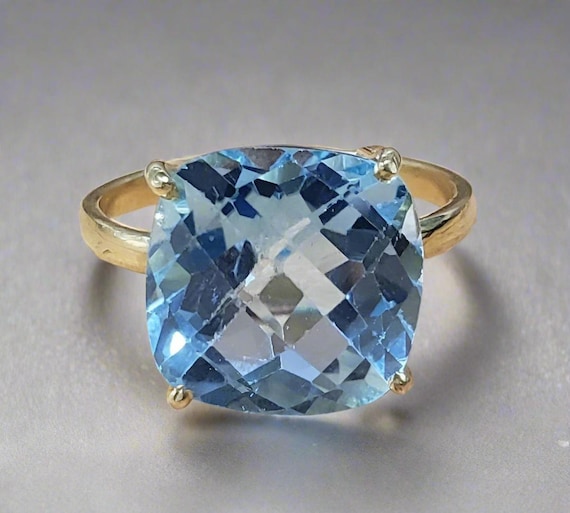 &*&様 BlueTopaz　goldring　Priceless 6.22TCW Beautiful Vintage Light Blue Topaz Diamond 18k
