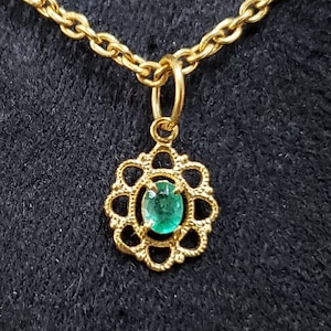 18k Gold Zambian Emerald Pendant: Floral DIY Charm