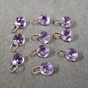 14k Gold Amethyst Charm, Drilled Charm, Faceted stone, Easy To Use In Necklaces, Gold Jewelry, Best Gift, Price per piece