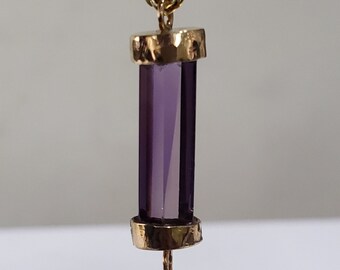 14KゴールドAAAアメジストクォーツコネクタ：ハンドメイドペンシル