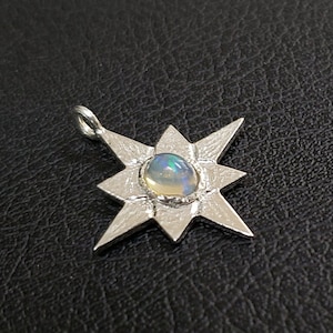 925 Silver Ethiopian Opal Star Women Charms, Dainty Charms Pendant, Necklace Charms, Multi Fire Opal/Handmade Wedding Anniversary Charm Gift image 5