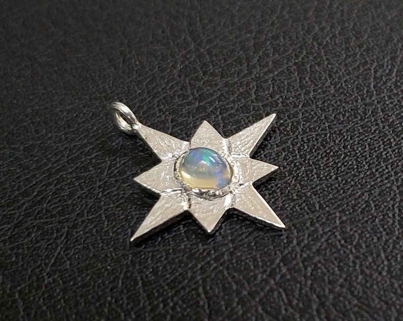 925 Silver Ethiopian Opal Star Women Charms, Dainty Charms Pendant, Necklace Charms, Multi Fire Opal/Handmade Wedding Anniversary Charm Gift image 5