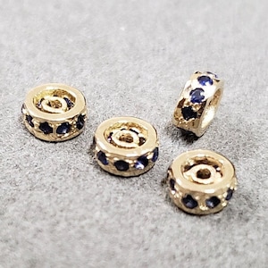 14k Gold Blue Sapphire Spacer Bead: Handmade Jewelry Finding (5mm)