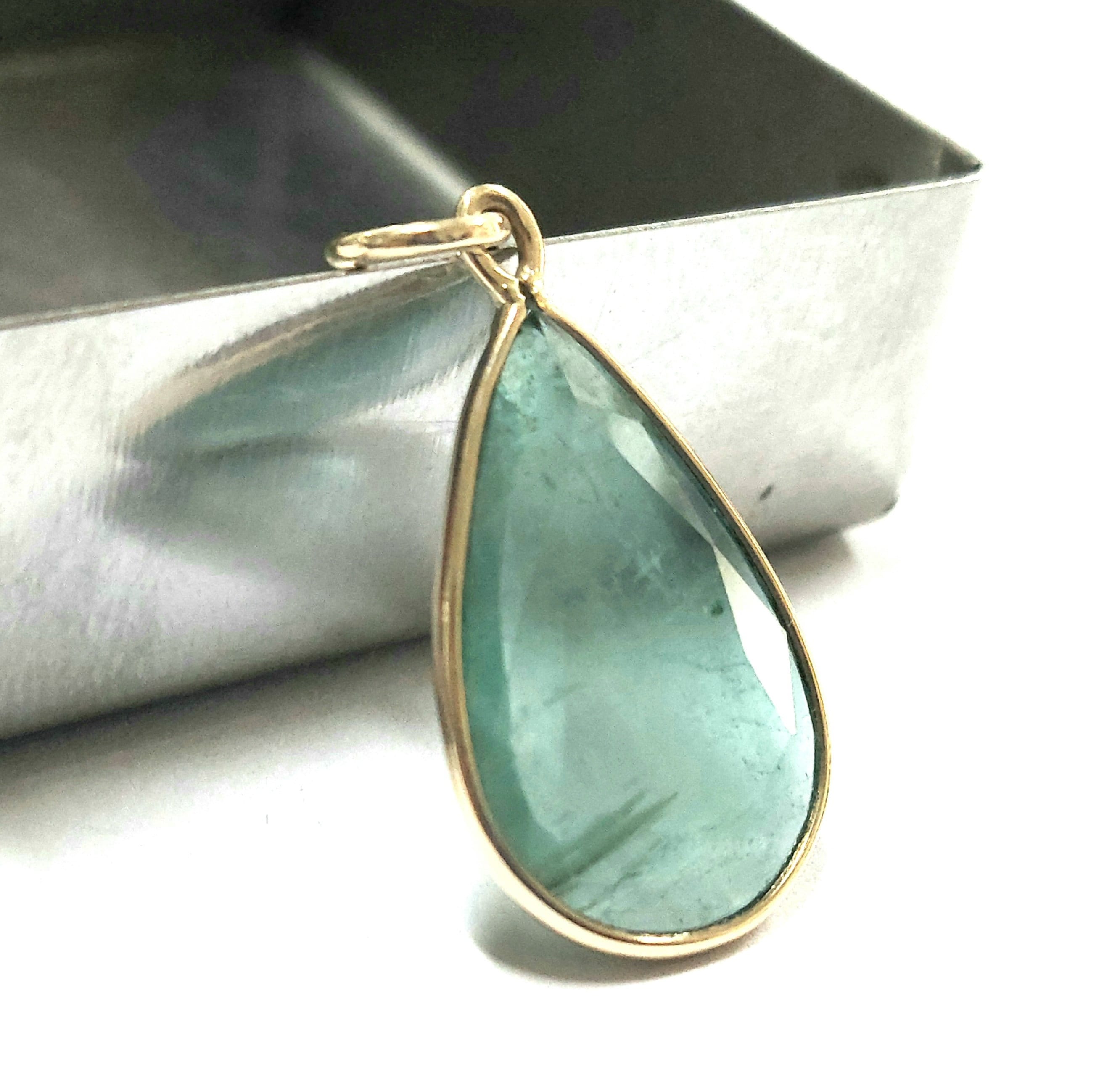 Natural Green Emerald Gold Pendant 14k Gold Jewelry Emerald - Etsy UK