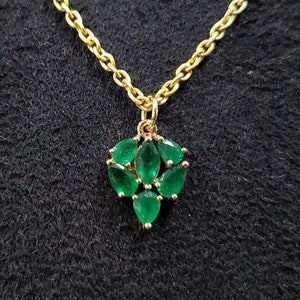 Handmade Emerald 14k Gold Pendant, Leaf Pendant, Zambian Emerald, Precious stone, Dainty Gold Pendant, Green Natural stone, Emerald Necklace