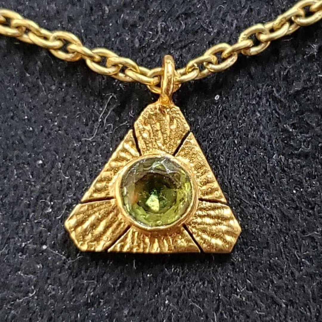 Triangle Shape Gold Vermeil Round Peridot Charms for Women, Silver ...