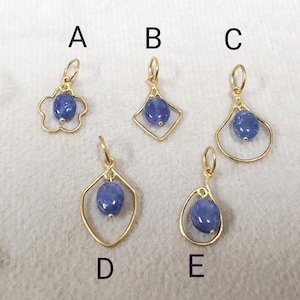 18k Gold Natural Blue Sapphire Pendant, Drilled Pendant, 5 Options, Dangling Bead Pendant, Smooth Sapphire, Gift for Her, Sold By Per Piece