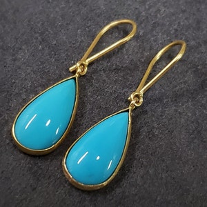 Arizona Turquoise Teardrop Earrings, 18k Gold Dangle Earrings