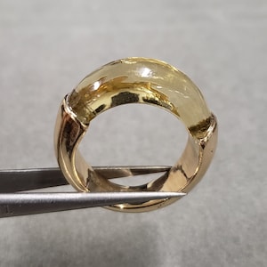 Natural Citrine 14k Gold Women/Girls Ring, Transparent, Drilled Stone Ring, Citrine Cabochon, High Polished, Gold Jewelry, Gift For Her