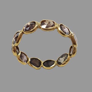 Handmade stacking ring with rose cut diamonds in gold