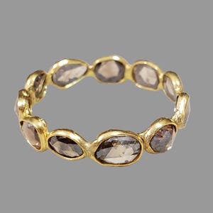 18k gold brown rose cut diamond ring handmade jewelry