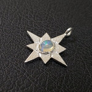 925 Silver Ethiopian Opal Star Women Charms, Dainty Charms Pendant, Necklace Charms, Multi Fire Opal/Handmade Wedding Anniversary Charm Gift image 2