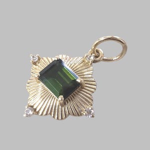 handmade 14k gold tourmaline pendant with diamond accents elegant necklace