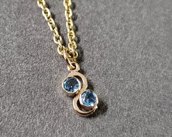 Dainty 14k Gold Swiss Blue Topaz Pendant