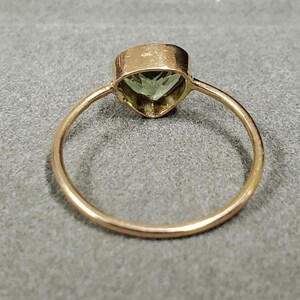 Delicate mint green aquamarine ring in 18k gold, thin band, perfect gift for her.