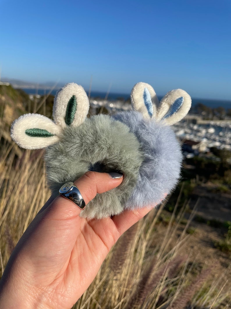 Cute Fluffy Furry Rabbit Ear Hair Scrunchies|Kawaii Furry Bunny Ear Hair Tie|Colorful Bunny Ear Hair Tie