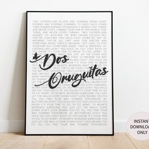 Letras de tradução em inglês dos Oruguitas Encanto Poster | Download Digital Instantâneo | Canção Encantada | Filme Encanto | Encanto Merch