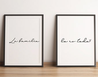 La Familia Lo Es Todo Spanish Quote 2 Poster Set | Instant Digital Download | Latina Home Decor | Spanish Word Art| Spanish Saying Decor