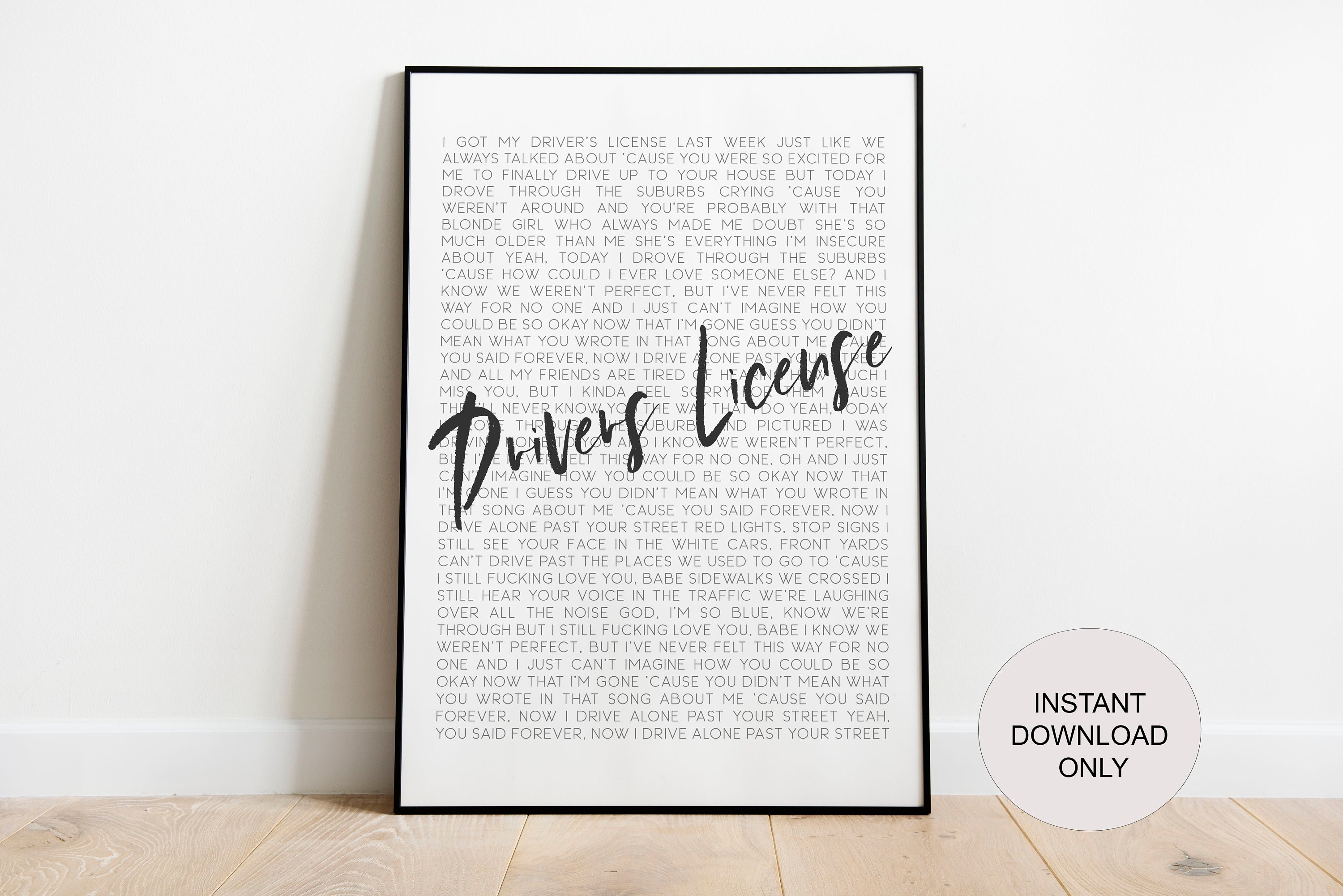 Olivia Rodrigo Traitor Black Heart Song Lyric Print