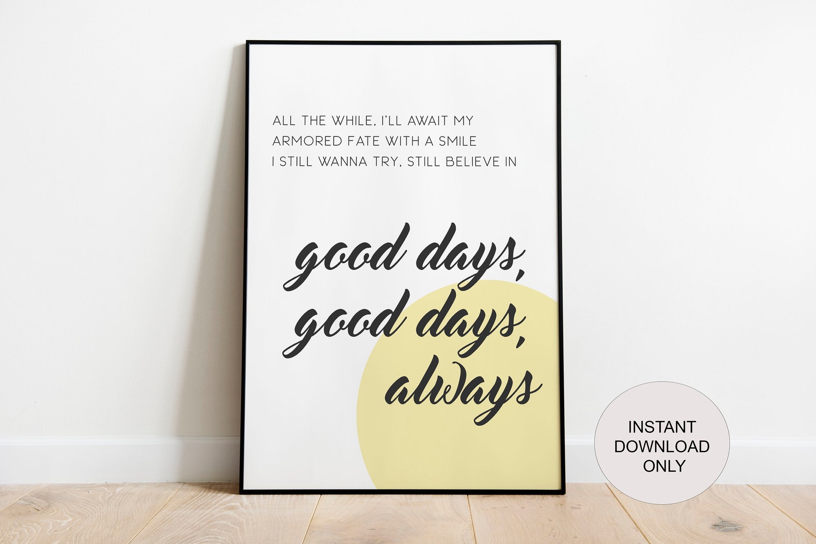 SZA Good Days Music Song Lyrics Printable Poster Instant Digital