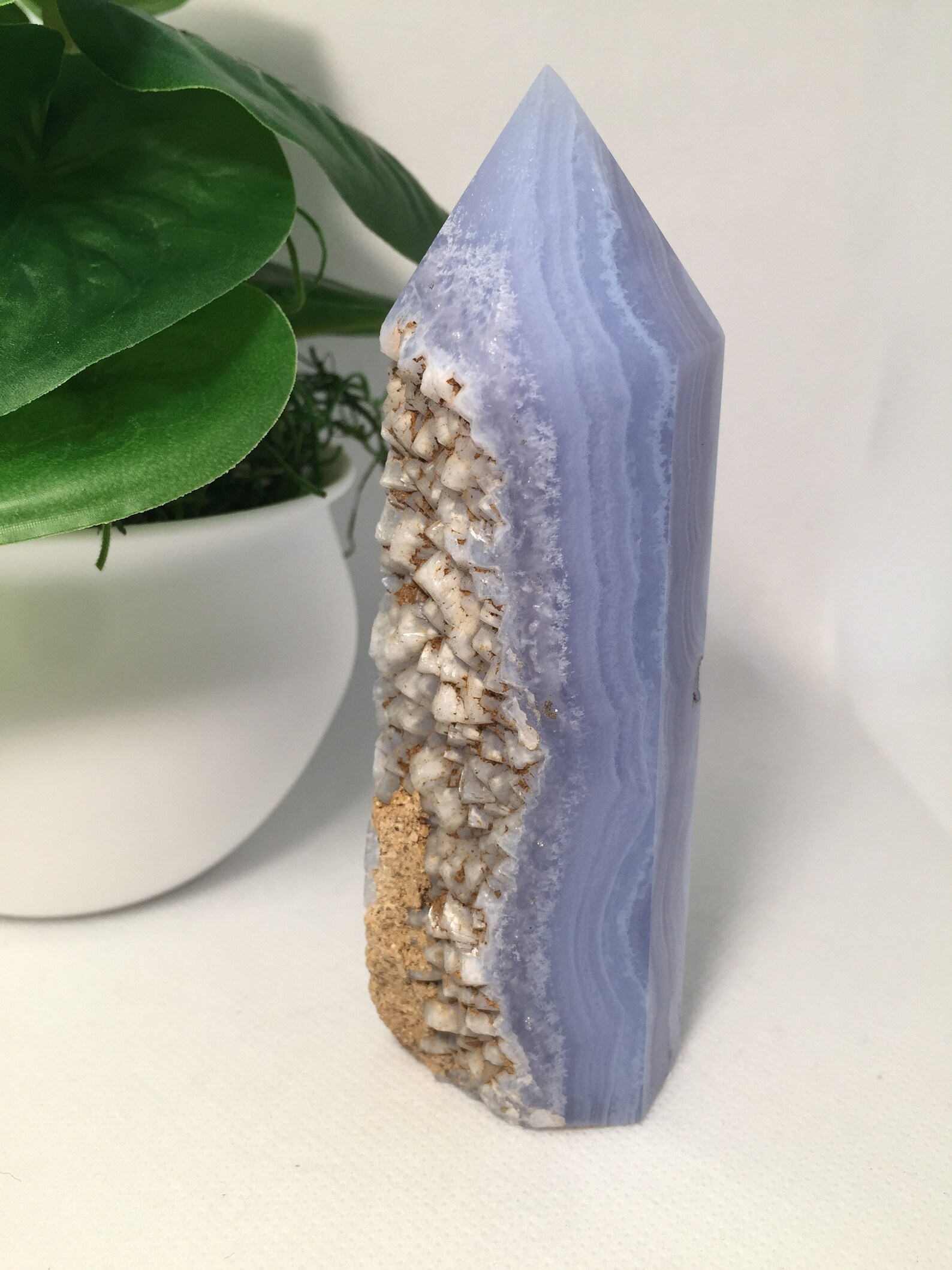 Blue Lace Agate Tower semi polished Blue Crystal Tower Etsy