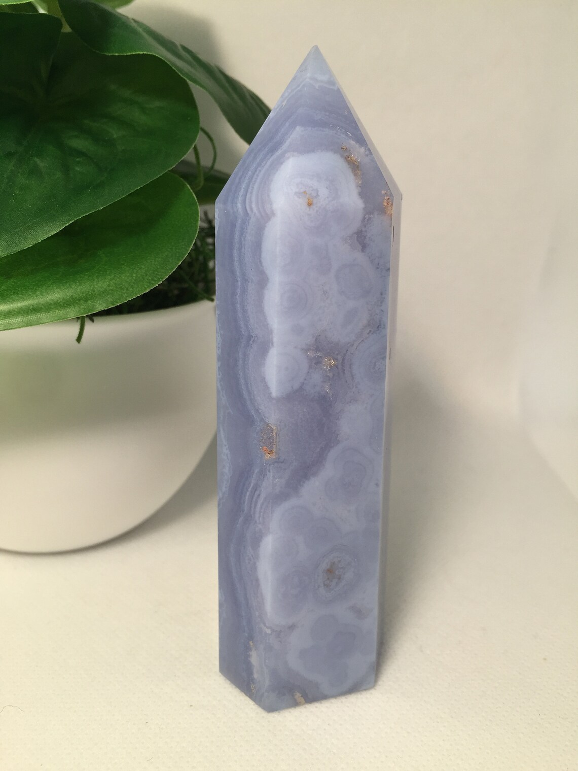 Blue Lace Agate Tower semi polished Blue Crystal Tower Etsy