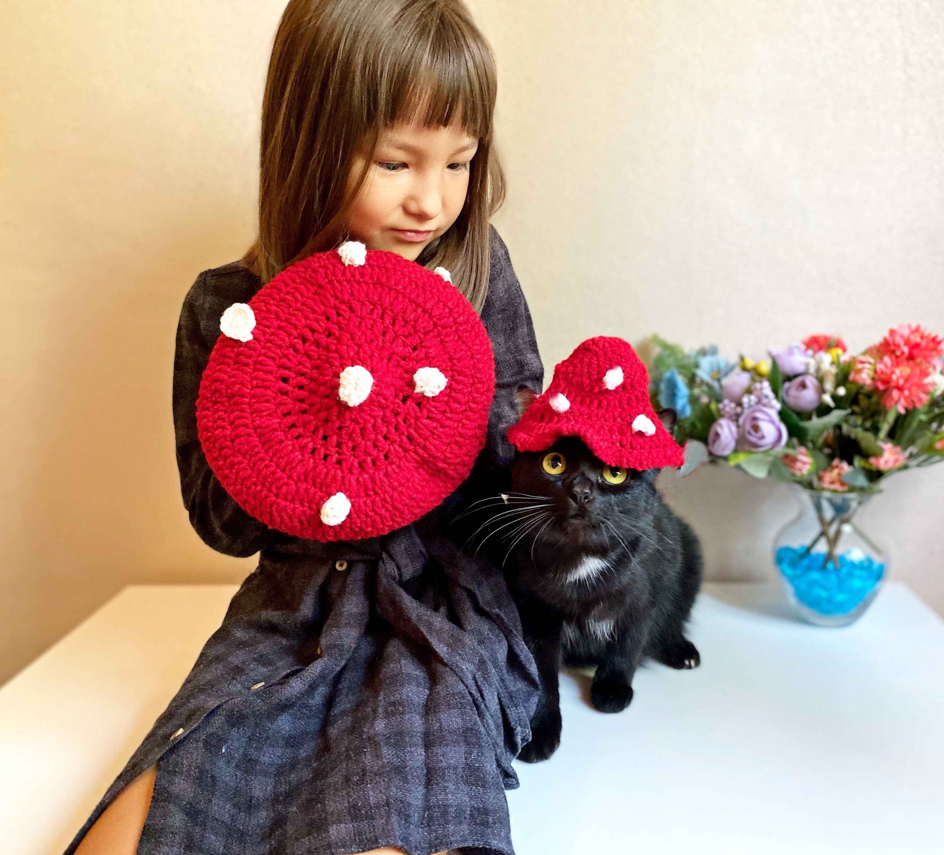 Mushroom hat cat Crochet Cat Hat / Dog mushroom hat / Hat Etsy
