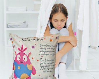 Worry Cushion, Worry monster, calm cushion, childs cushion, anxiety cushion, worries cushion, personalised childs cushion