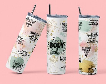 20oz Tumbler, tumbler, motivation tumbler, affirmations, water bottle, self love tumbler, mental health, Body beautiful