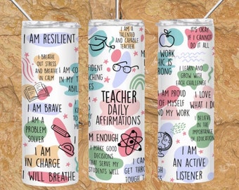 20oz Tumbler, tumbler, motivation tumbler, affirmations, water bottle, self love tumbler, mental health. Teachers  Daily Affirmation