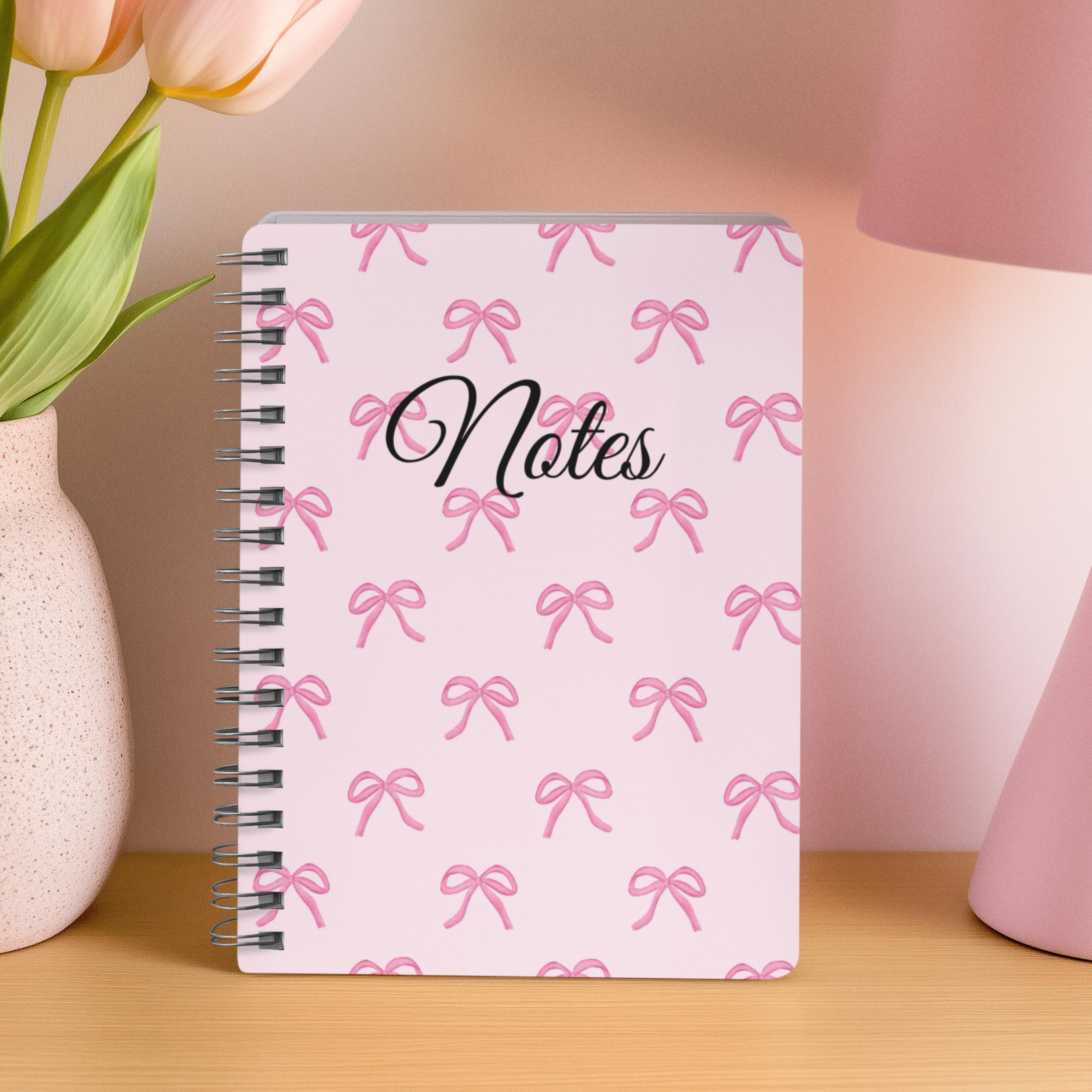 Pink Bow Notebook, Spiral Journal, 6x8 Planner, Coquette Stationery - Etsy