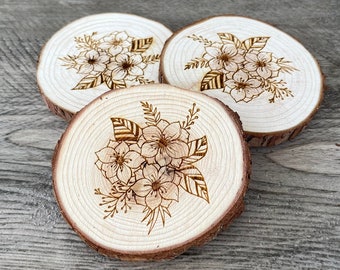 Wildflower Coaster Set - Perfect Gift for Wedding, Engagement, Anniversary, or Christmas