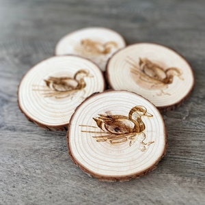 Duck Engraved Wood Coaster Set - Perfect Gift for Wedding, Engagement, Anniversary, or Christmas