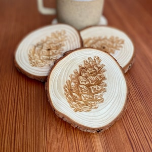 12 Pack Unfinished Wood Coasters for Crafts, Squares with Non-Slip Foam Dot  Stickers (3.7 x 3.7 In)