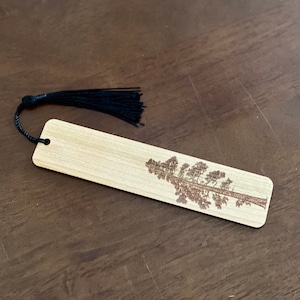 Pine Tree Engraved Wood Bookmark with Optional Personalization - Gift for Him or Her - Handmade Wood Bookmark