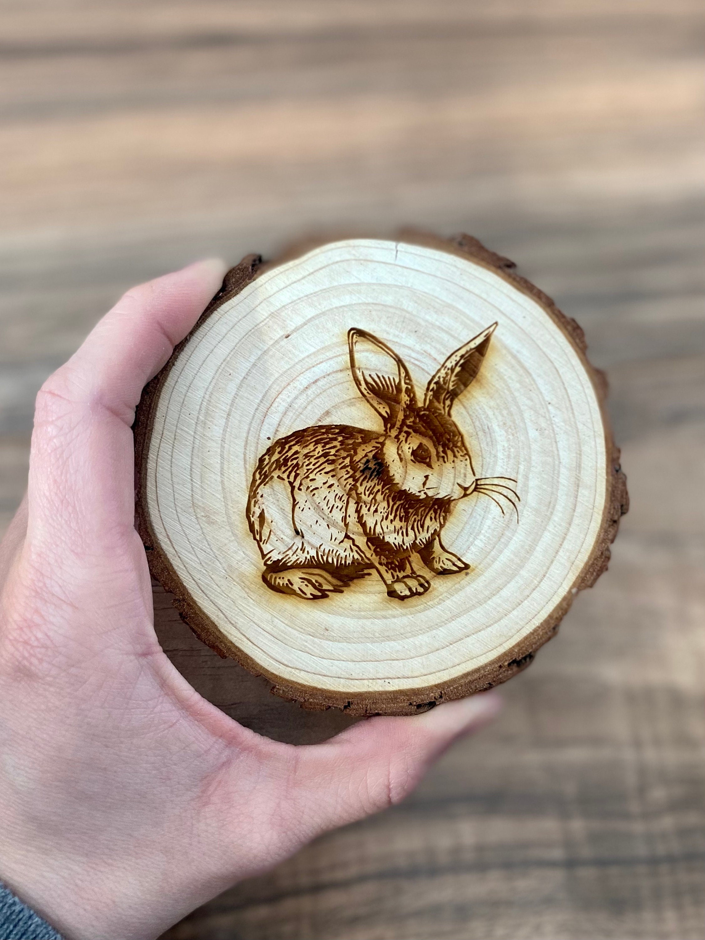 Rabbit Engraved Rabbit Engraved Wood Coaster Set - Perfect Gift for Wedding, Engagement ...