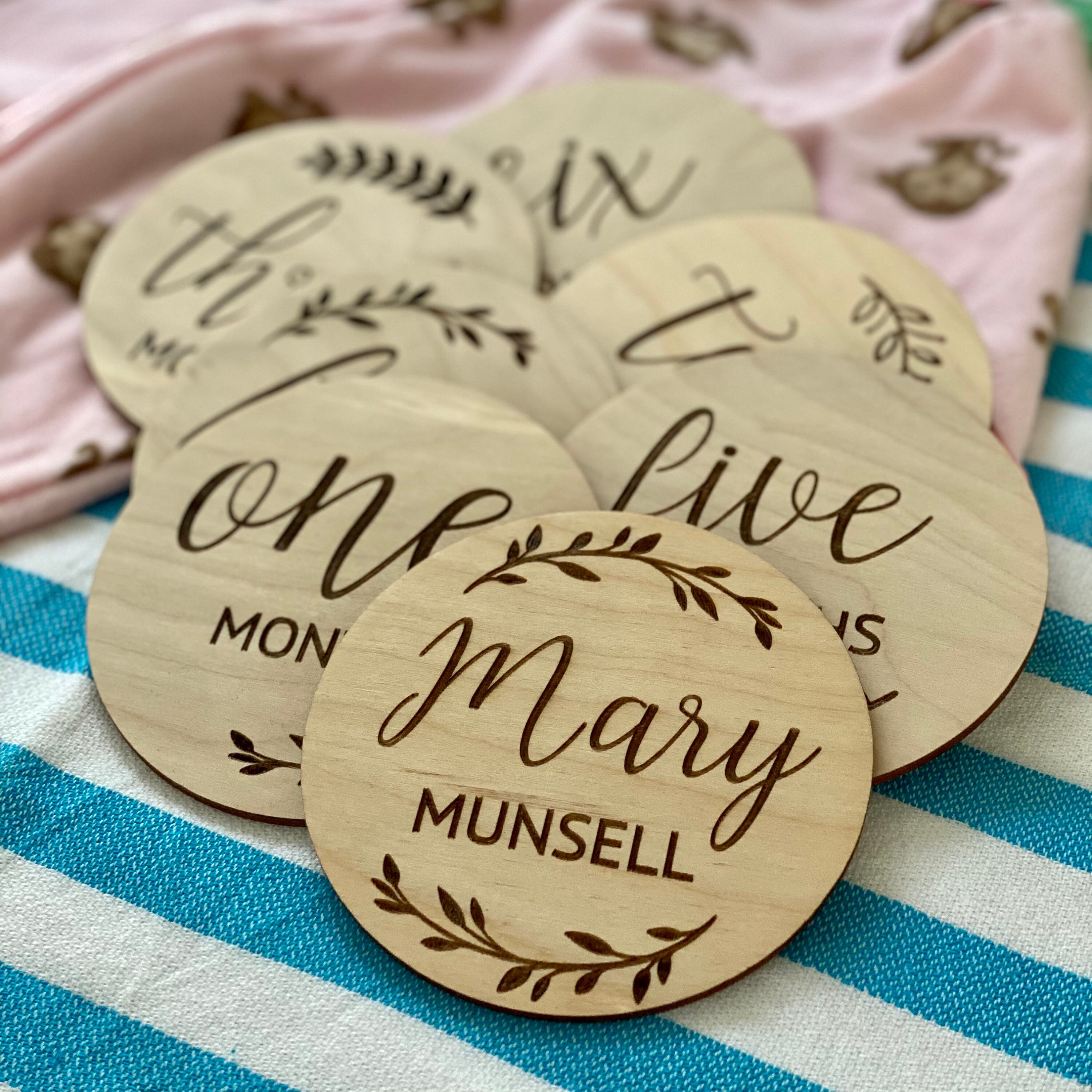 Carte Milestone In Legno Per Neonati - Dischi Mensili Con Fiori, Per Foto E Ricordi Del Primo Anno - Foto 10