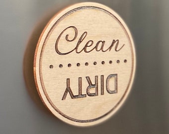 Clean & Dirty Dishwasher Magnet - Engraved Wood Dishwasher Magnet