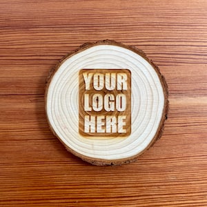 Custom Logo Wood Slice Coasters - Personalized Laser Engraved Wood Coasters