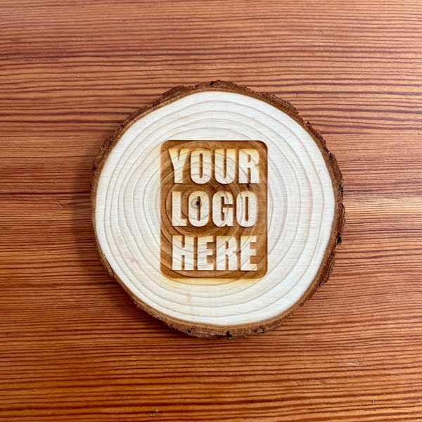 Custom Logo Wood Slice Coasters - Personalized Laser Engraved Wood Coasters