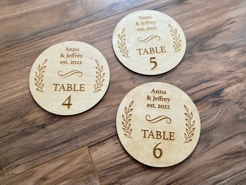 Wooden Wedding Table Numbers: Laser Engraved Baltic Birch Centerpiece ...