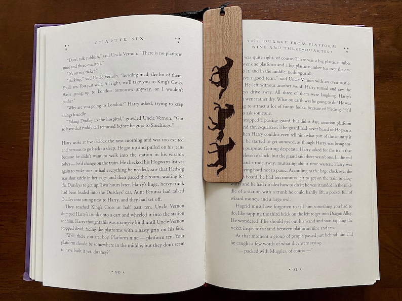Engraved Running Horses Wood Bookmark - Personalized Cherry Wood Gift ...