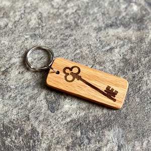 Engraved Wood Keychain with Key & Inspirational Quote - Perfect Gift and Keychain Accessory