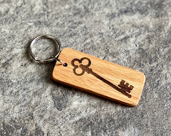 Engraved Wood Keychain with Key & Inspirational Quote - Perfect Gift and Keychain Accessory