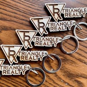 Custom Logo Engraved Wood Keychain - Great Client Gift, Wedding Favor, Graduation Gift